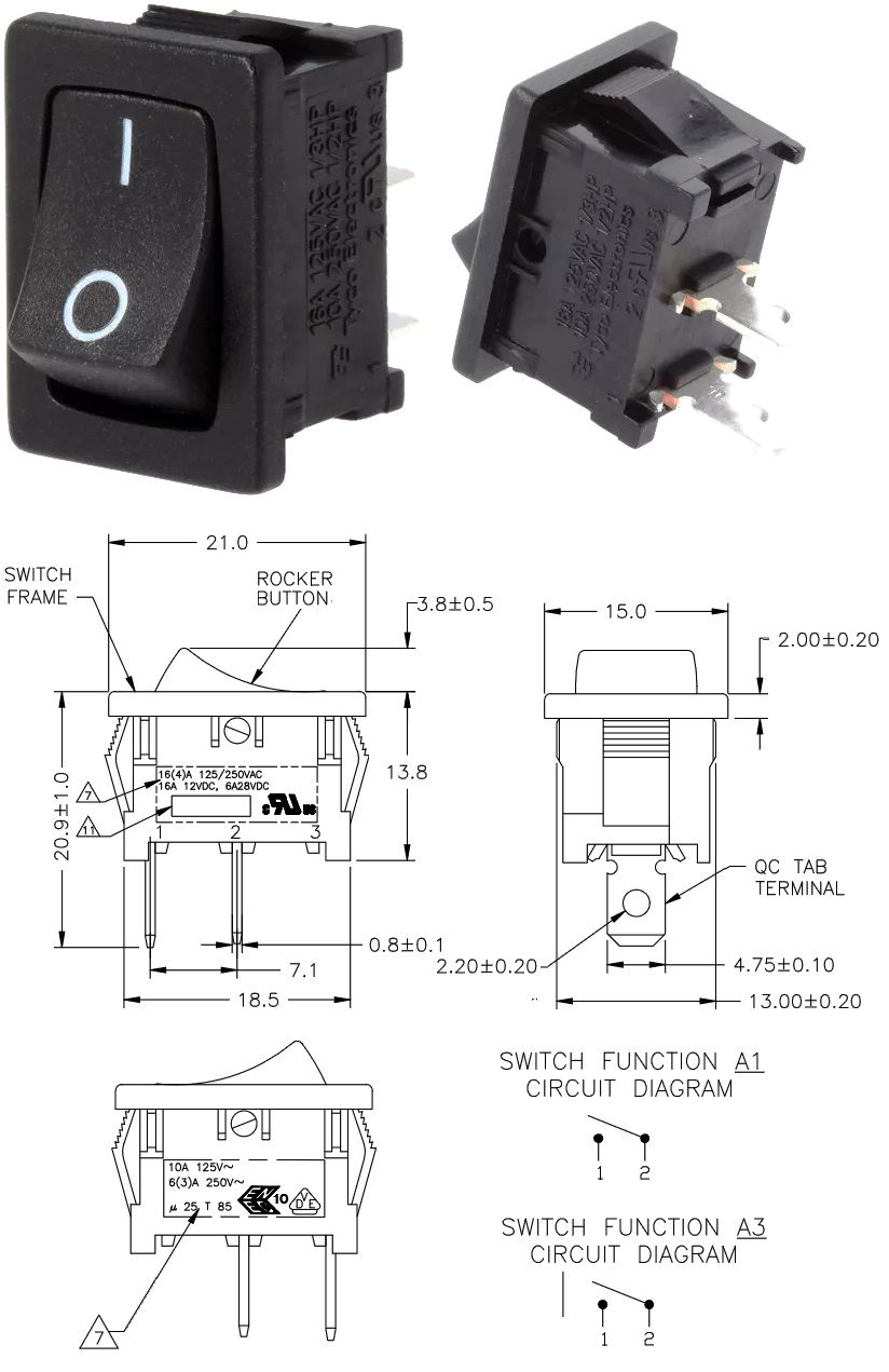Interruptor basculante panel